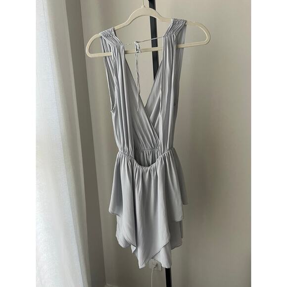 Free People Grey 100% Silk Whimsical Mini Dress - Picture 3 of 9